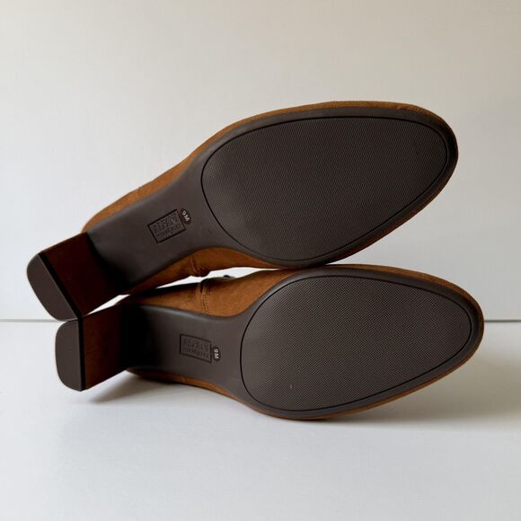 Alfani Boots Womens Size 9 Cognac Faux Suede Ankle Booties Block Heel Zip PAAMF - Picture 7 of 10